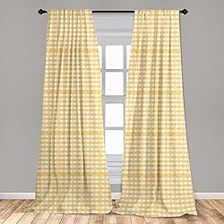 Ambesonne Vintage Window Curtains, Gingham Pattern