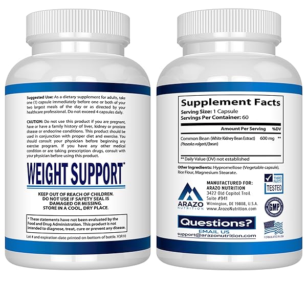 ARAZO NUTRITION WHITE KIDNEY BEAN EXTRACT – 100% PURE CARB BLOCKER AND FAT ABSORBER FOR WEIGHT SUPPORT – INTERCEPT CARBS