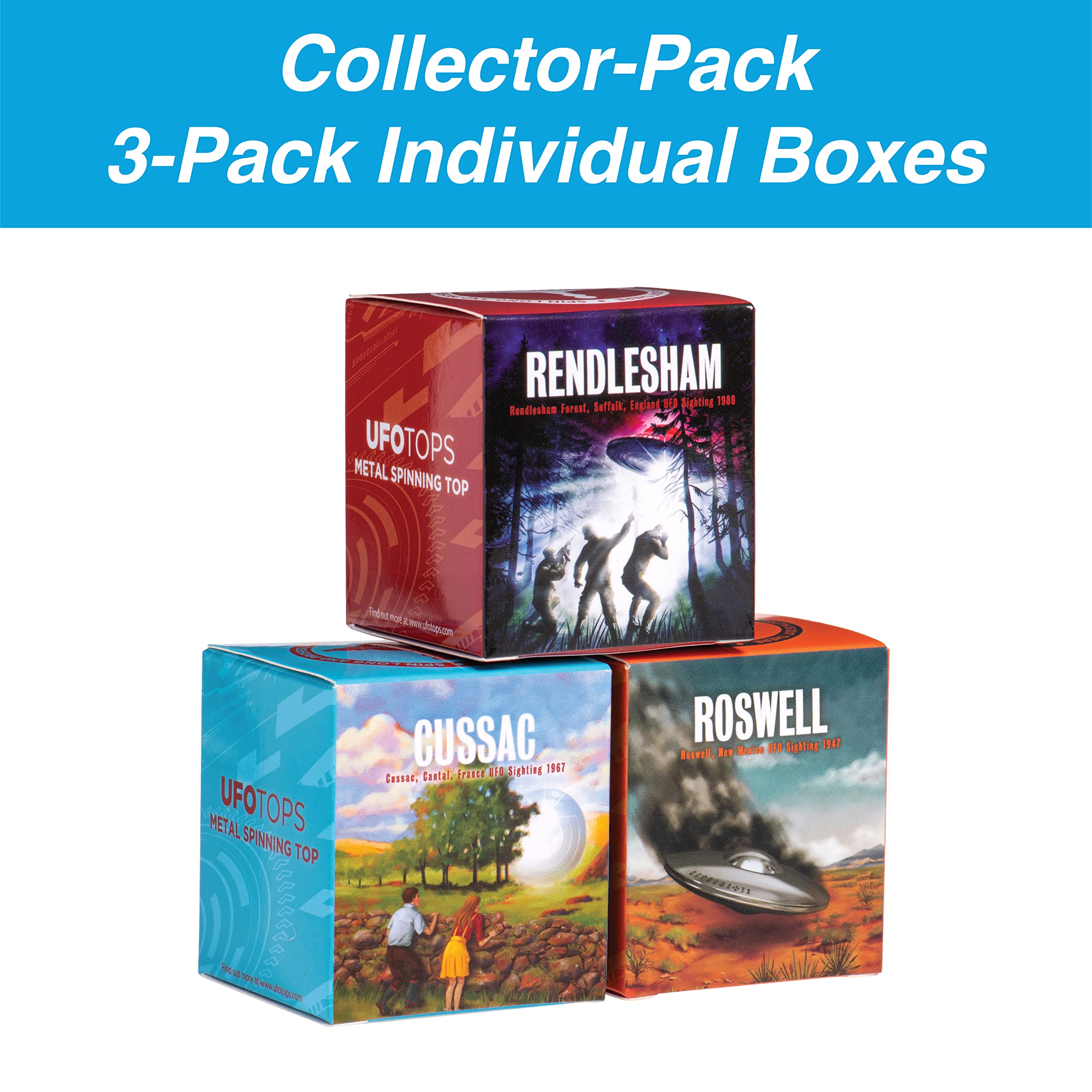 UFO Tops | Metal Spinning Tops | Andromeda Series Collector 3-Pack Set (Cosmic Silver)