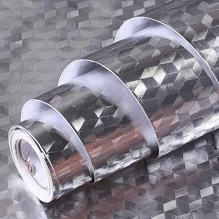 Ldawy Aluminium Folie Aufkleber Küchen Selbstklebende Küchenfolie Hitzebeständig Tapete Öl ...