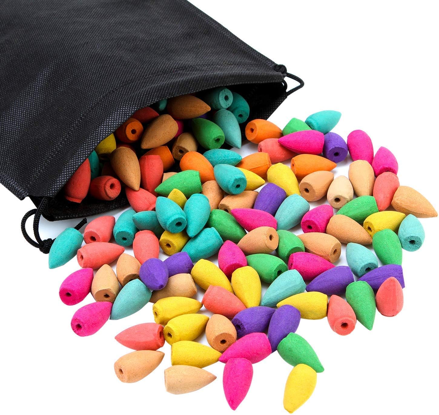 180 Pieces Backflow Incense Cones 10 Mixed Natural Scents Rose Jasmine