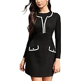 M.Infisavo 2026 Women Tweed Dress Spring Summer V Neck Sleeveless A Line Pockets Work Casual Jackie Dresses