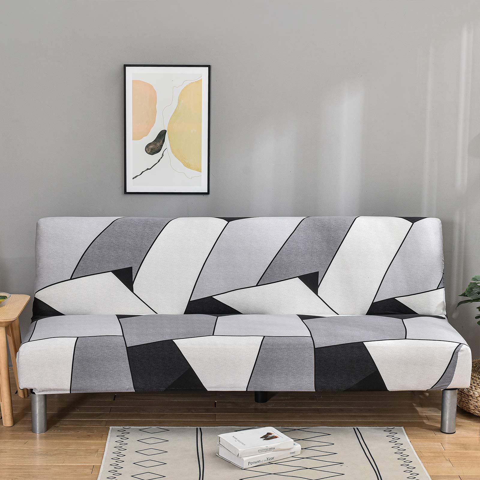 Mingfuxin Armless Sofa Bed Cover, Spandex Stretch Futon Slipcover Protector, Non-Slip Elastic Folding Couch Sofa Shield Fits for 2-3 Seater Folding Sofa Bed without Armrests(Printed # 3438) — image 1