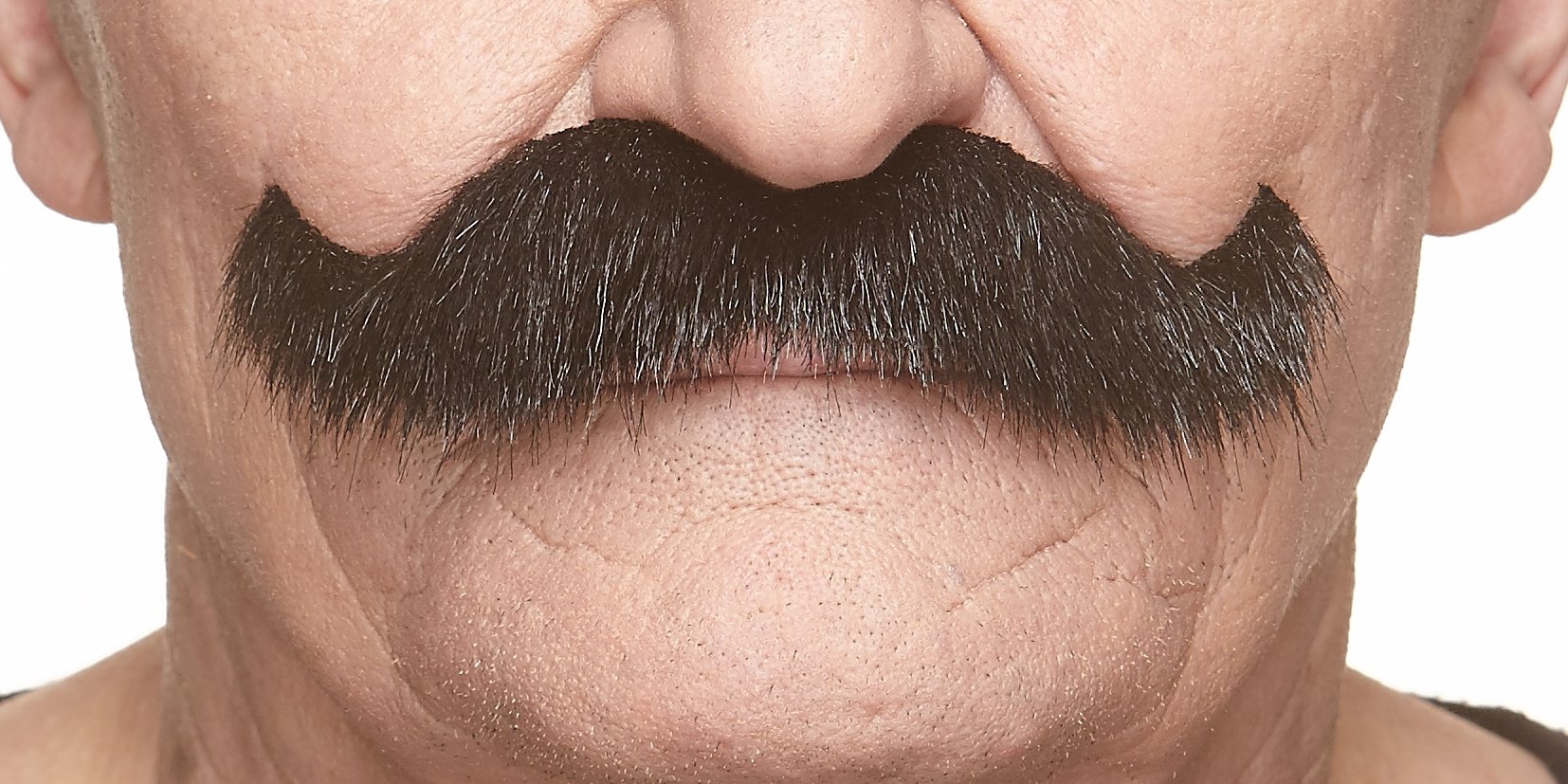 Photo 1 of Mustaches Self Adhesive Fake Mustache, Novelty, Rocking Grandpa's False Facial Hair, Costume Accessory for Adults, Black Lustrous Color