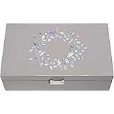 MADDesign Mother of Pearl Jewelry Organizer Box Handmade Lacquered Flower Petals Pattern (Gray)