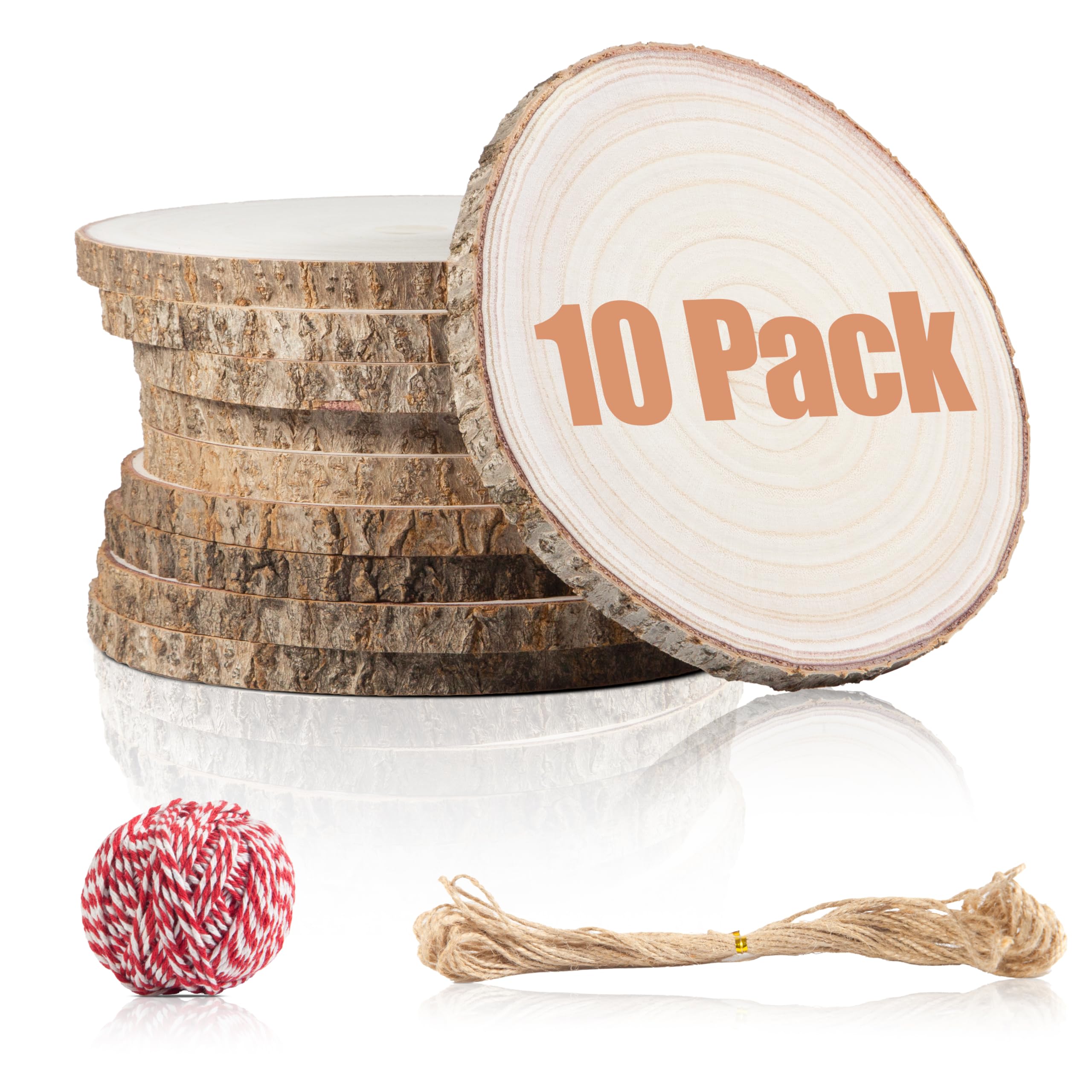 Photo 1 of 10 Pcs Natural Paulownia Wood Slices 8-9 Inches, Unfinished Wooden Rounds for Table Centerpieces, DIY Crafts & Wedding Decor
