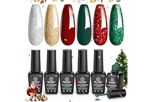 BEETLES GEL POLISH Beetles Christmas Gel Nail Polish, Red Sparkle Green Glitter Gold Silver Winter Gel Polish Dark Red Gel Polish Kits Soak Off Nail Lamp Uv LED Cured for Nail Art Design Gift for Women