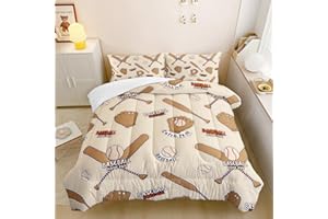BailiPromise Baseball Sports Cool Baseball Kids Comforter Set Baseball Glove 3D Quilt Set Home Run (Baseball) Bedroom Decoration Bedding Set Twin Size 1 Comforter Set 2 Pillowcases