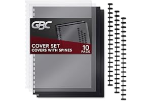 GBC ZipBind Pre-Punched Cover Set, Clear/Black, 10-Pack (26003)