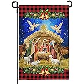 Merry Christms Garden FLag 12X18 IN Double Sided Nativity Garden Flags for Xmas Holiday Farmhouse Yard Outside Decoration