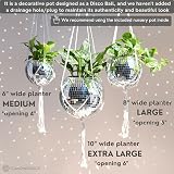 SCANDINORDICA Disco Ball Planter Silver 15 cm with Chain Macrame Hanger view 5