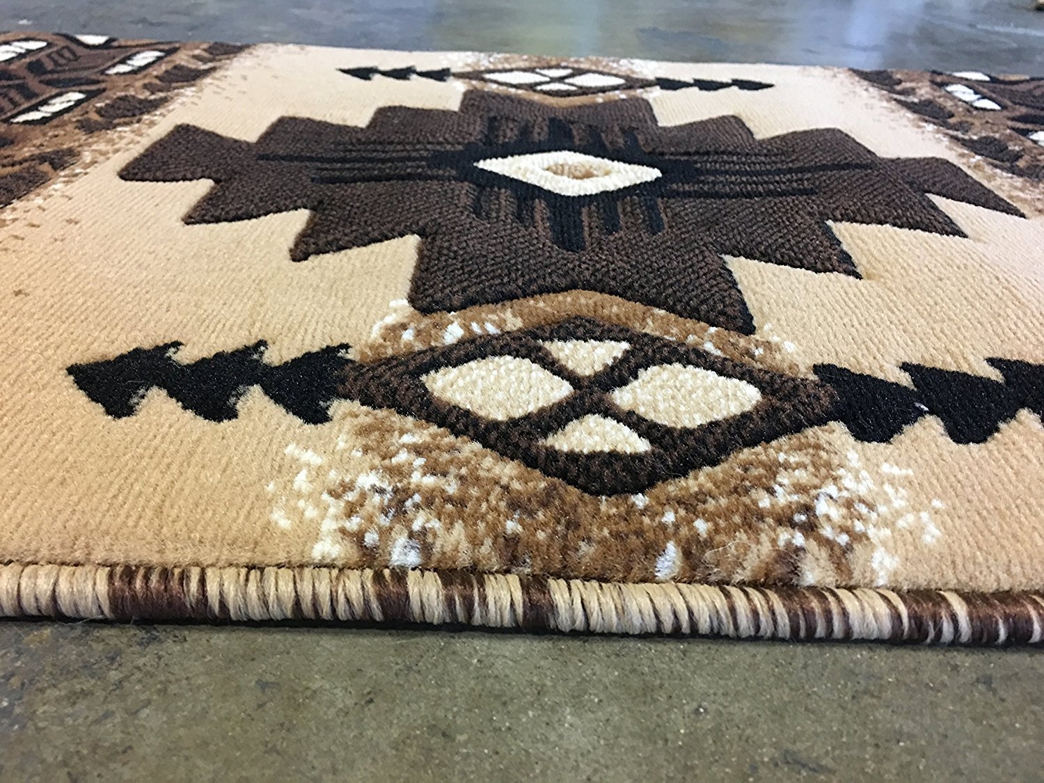Southwest Native American Runner Area Rug Berber Beige Concord Design