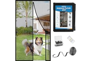 Aystkniet Upgraded Magnetic Screen Door for 36 x 80 Inch Door with 20cm Long Magnet, Reinforced Fiberglass Door Mesh for Front/French and Patio Doors, with Keep Open Strap, Self-Sealing, Hands-Free