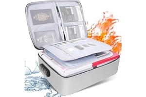 Sgorlds Fireproof Document Bag with Lock, Important Document Organizer,Home Office Travel Safe Bag,Multi-Layer Portable Filing Storage for Waterproof File,Passport,Certificates,Legal Documents,Gray