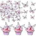 Ephlyn 72Pcs Edible 3D Butterfly Cupcake Toppers Cute Butterfly Picks Realistic 3D Butterfly Cupcake Decorations for Butterfly Theme Baby Shower Bridal Shower Birthday Decorations Purple