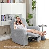 OKYUK Recliner Chair Cover 4-Piece Stretch Slipcover Light Gray 1 Seater view 4