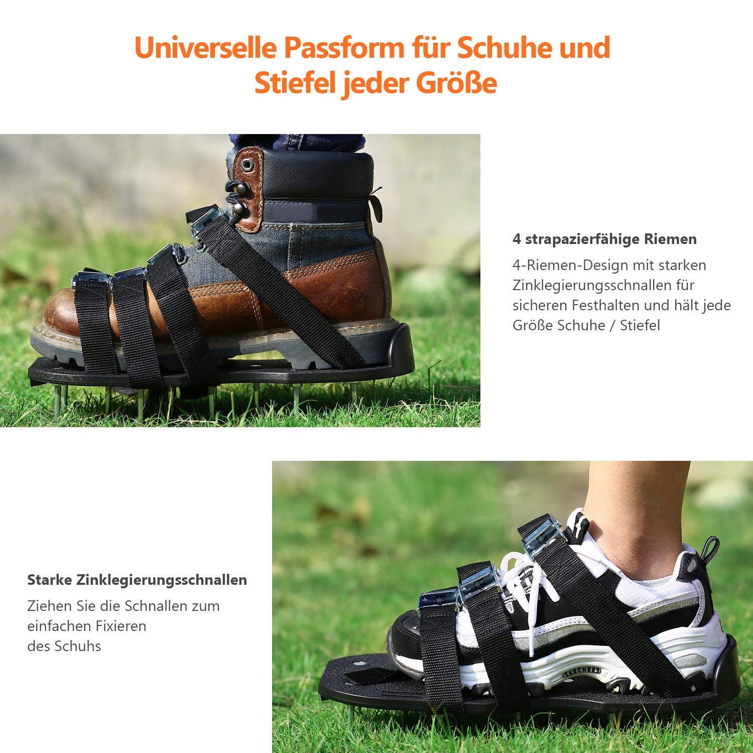 TACKLIFE Rasenlü fter Schuhe, GAS1A 4 Riemen Rasenbelü fter-Nagelschuhe