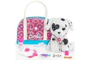 Barbie Hug & Kiss Pet 9-Piece Doctor Set with Dalmatian Puppy, Lights and Sounds, Pretend Play, Kids Toys for Ages 3 Up by Just Play