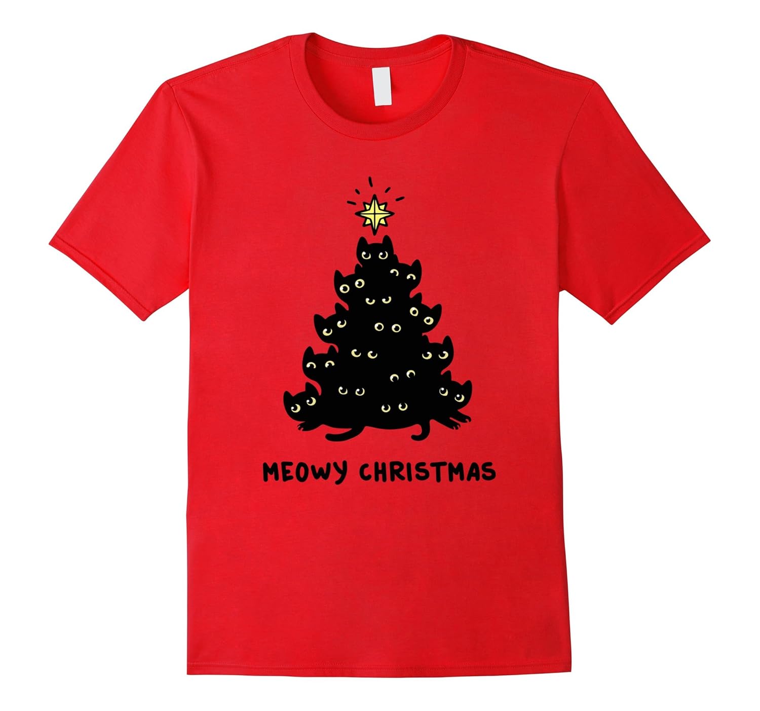 Black cat Tree Christmas T shirt Meowy Christmas teeArt Artvinatee