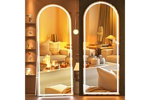 Hasipu 79" x 31" Led Mirror Full Length, Full Length Mirror with Lights Arch Design, Full Length led Mirror,Tempered Glass,Shatter-Proof, Dimming & 3 Color Modes for Bedroom Cloakroom-UL