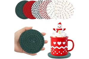 Puluole Christmas Coasters Set of 6,Christmas Coaster for Drinks,Woven Coaster for Christma Decor,Holiday Coasters, Housewarming Gifts New Home