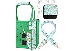 Toykee Bag Strap Crossbody Charms for Bogg Bag Accessories - Shoulder Strap Neoprene Luggage Handle Wrap for Suitcase & 2 Key Holders Green Daisy
