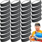 Pasimy 40 Pcs Disposable Sweatband for Work Forehead Sweat Band, Black | Cooling Liner Headbands Men Women Work, Hard Hat Inserts, Motorcycle Riding Running, Soft Absorbent Material, 8.7x1.6 in