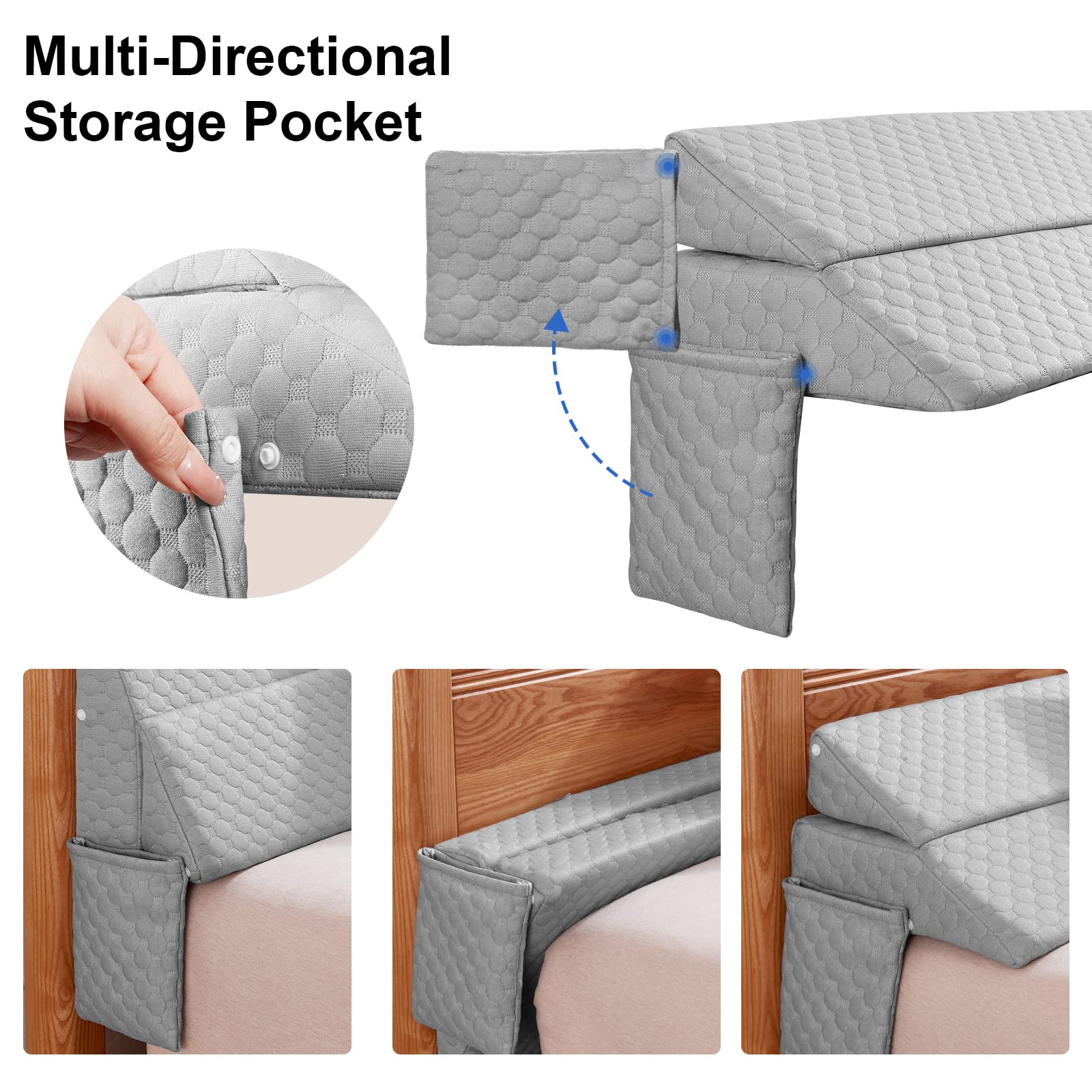EUHAMS Queen Size Bed Wedge Pillow - Bed Gap Filler Mattress Wedge Headboard Pillow Close The Gap 0-7