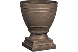 CLASSIC HOME & GARDEN Classic Home and Garden Spartan Urn Planter - Timeless Plant Urn for Floral Displays - Durable Indoor & Outdoor Plastic Garden Planters (14”, Oil Rubbed Bronze)