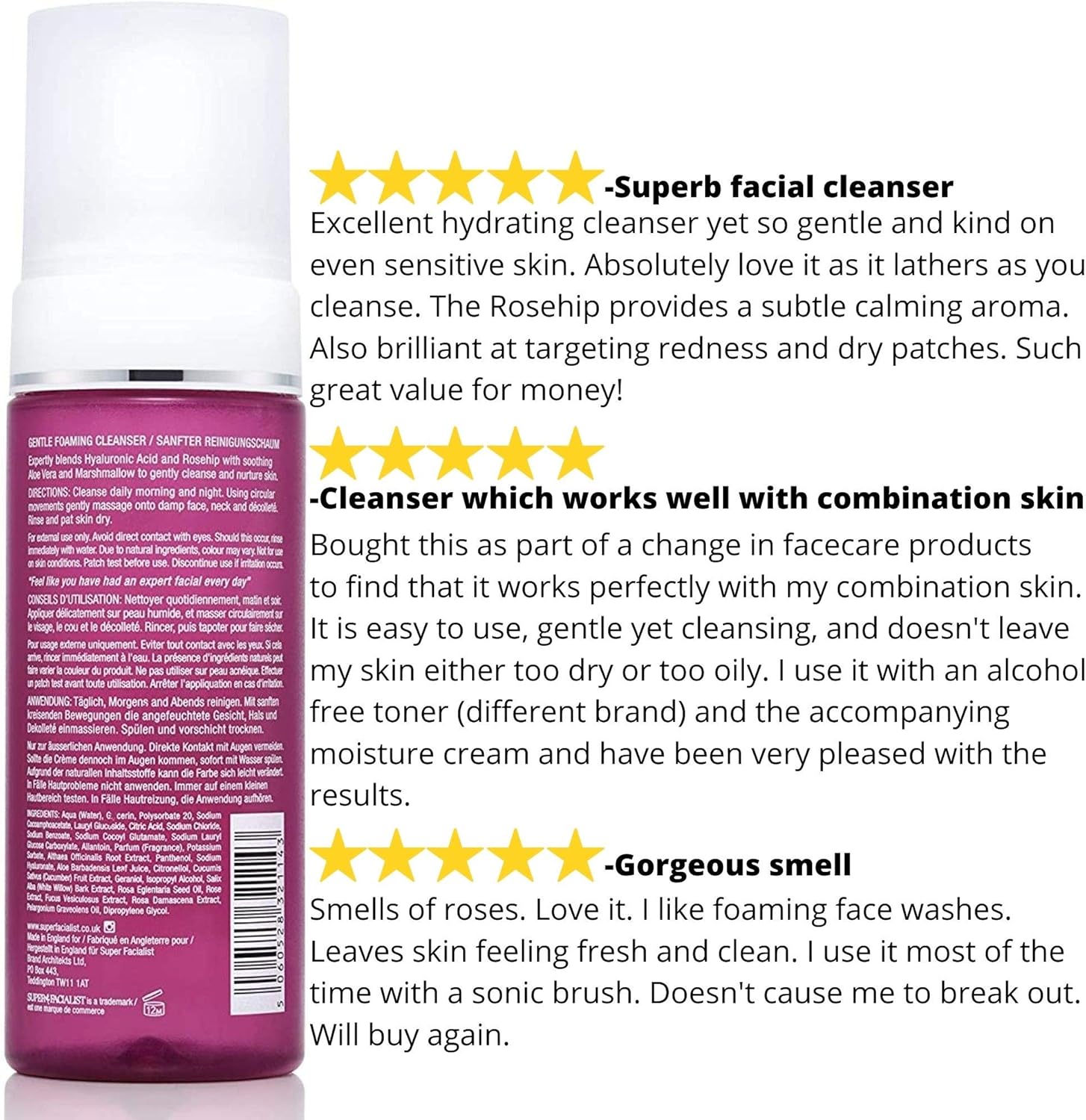 super facialist rosehip hydrate gentle foaming cleanser
