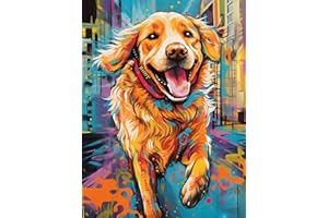ijbnhd Diamond Art Kits for Adults, Dog Diamond Art Kits Full Drill 5D Animal Diamond Art, Golden Retriever Gem Art and Crafts for Gift Home Wall Decor 12x16 Inch