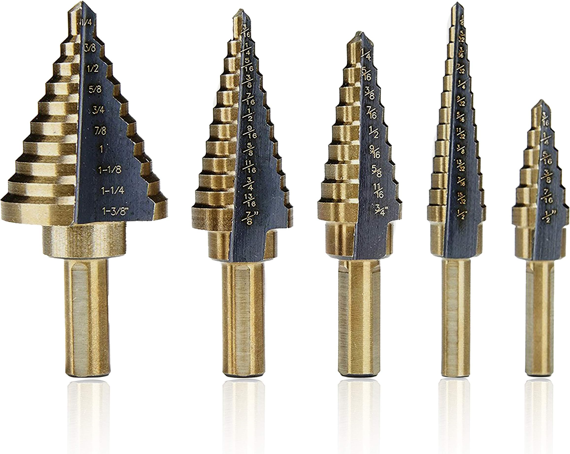 YXGOOD 5PCS HSS Cobalt Multiple Hole 50 Sizes Step Drill Bit Set Tools by YXGOOD