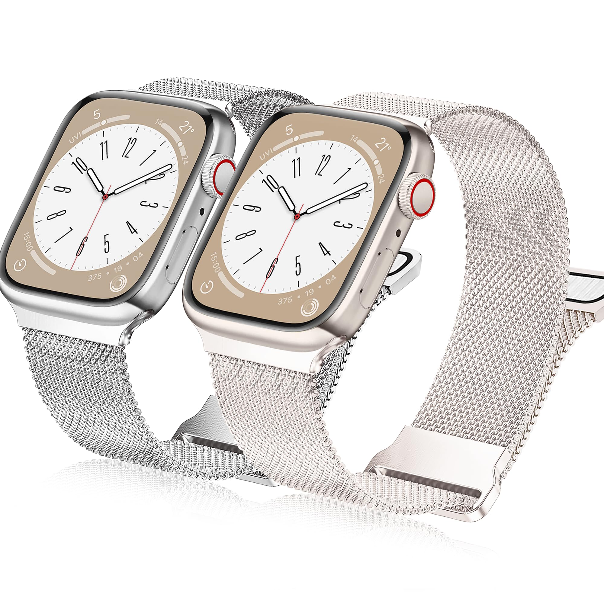 Vamyzji 2 Pcs Magnetic Strap Compatible with Apple Watch Strap 46mm 45mm 44mm 42mm 49mm,Stainless Steel Mesh Loop Milanese iWatch Strap for Ultra 3 2 1, Series 11 10 9 8 SE 7 6 5 4 3 2 1,for Women Men