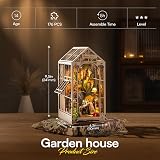ROBOTIME Gardenhouse Book Nook Kit with LED Lights 3D Wooden Puzzle view 5