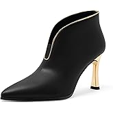 Heisnemca Womens Ankle Boots Kitten Heel Closed Patent Pointed Booties High Heel Fashion Ankle & Booties Slip on Winter Dress Evening Party Boots Shoes