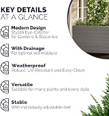 CASARIA Flower Box Large Tall Rattan Pot Planter 95x27x60 cm Grey view 8