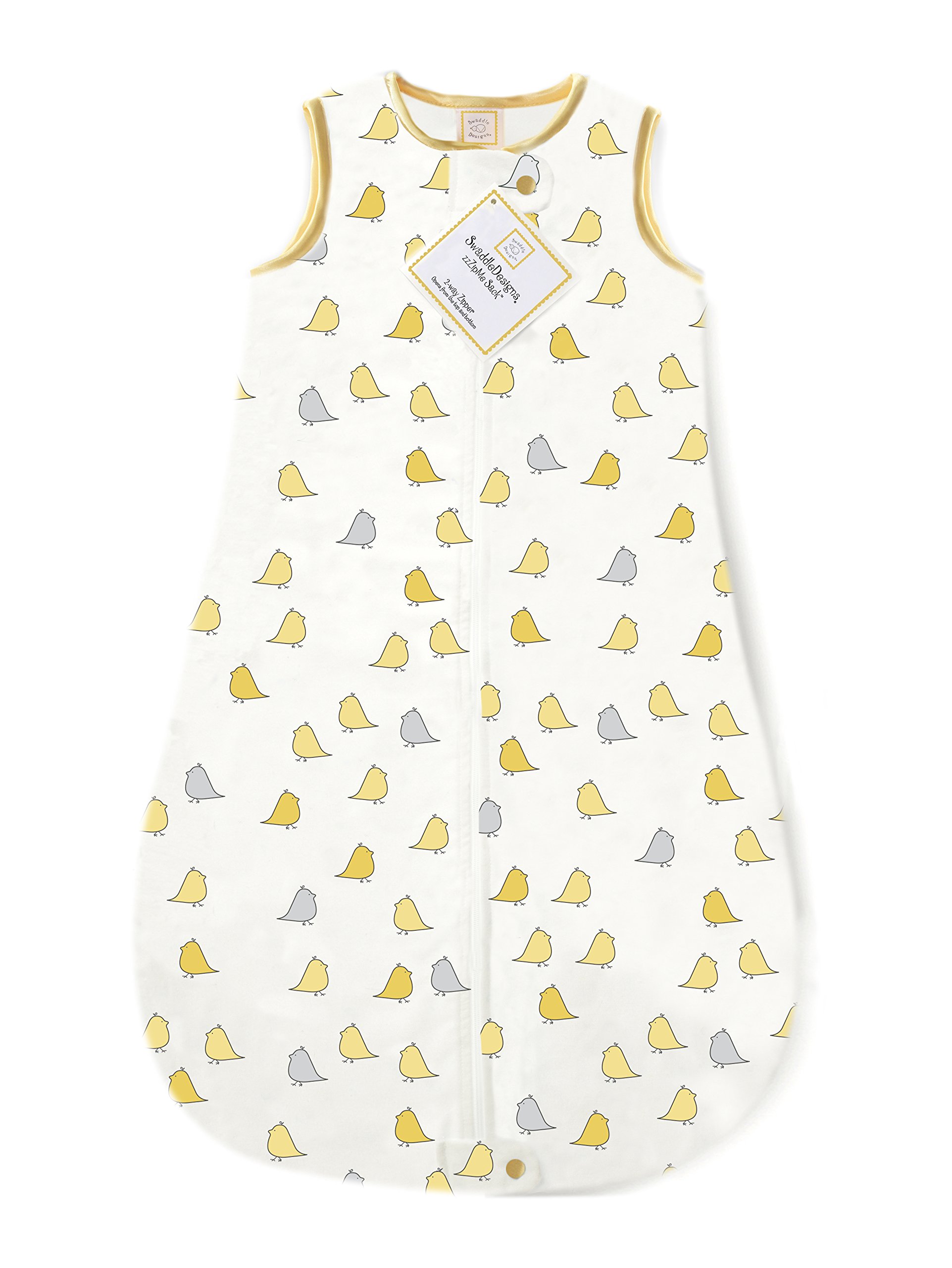 SwaddleDesigns Cotton Sleeping Sack with 2Way Zipper, Made in USA, Premium Cotton