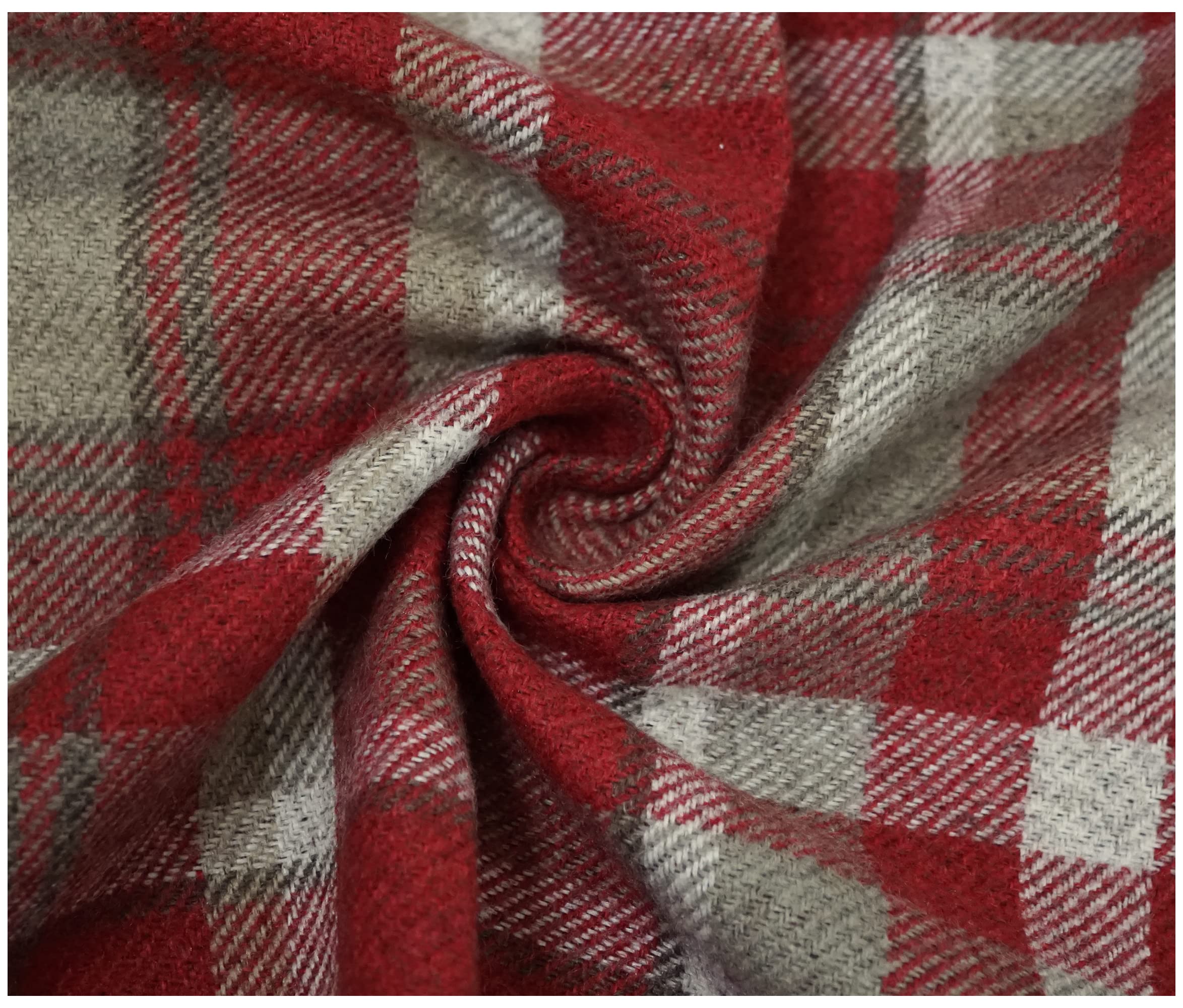 Skye Balmoral Thick Wool Effect Tartan Upholstery Curtain Fabric Sofa Plaid Fabric (300 x 140cm (3 Metre), Dark Red)