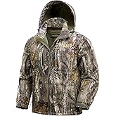 NEW VIEW Camo Hunting Jackets for Men, Warm Fleece Lined Hunting Jacket with Hood, Quiet Water Resistant Hunting Clothes