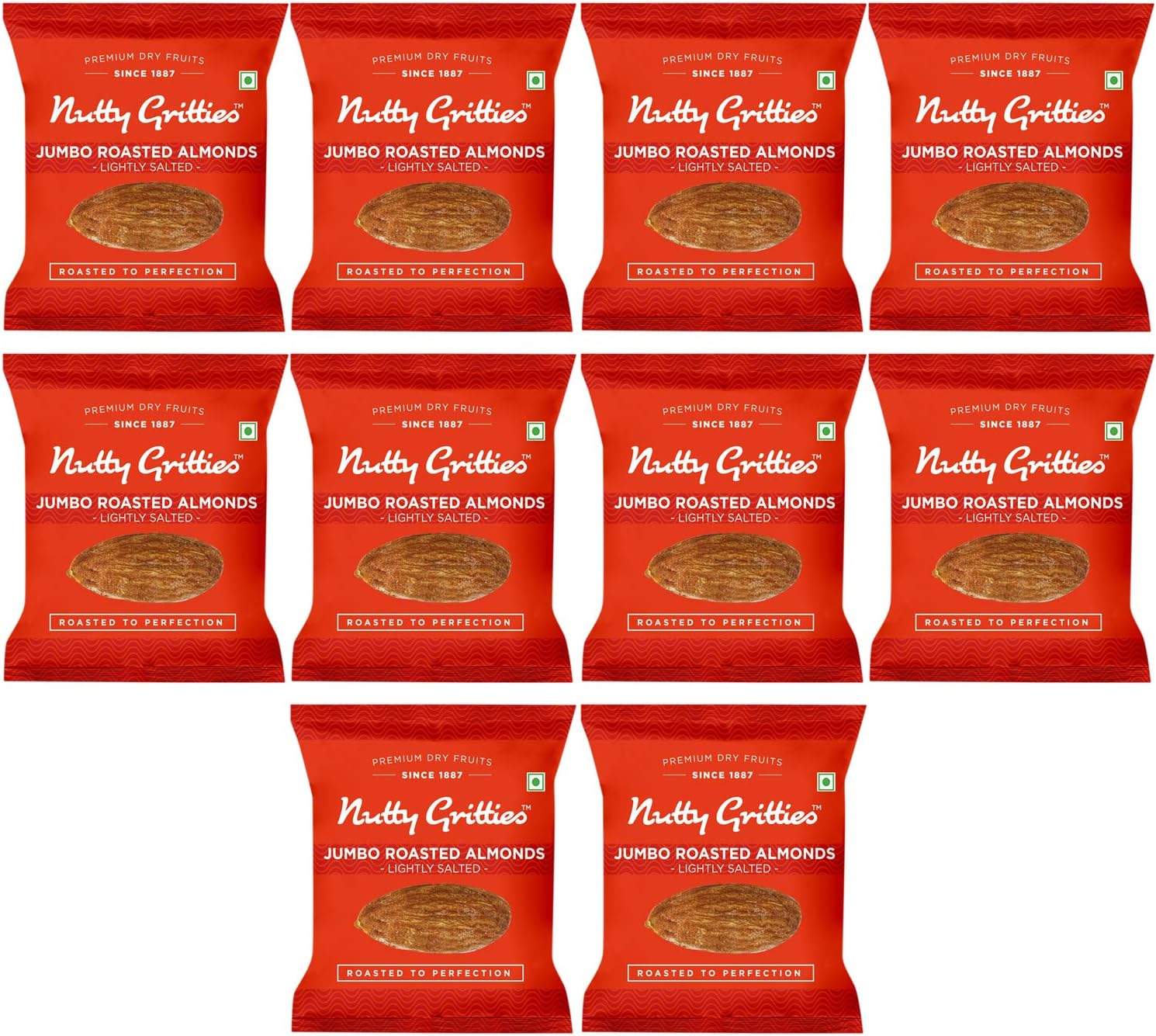 Nutty Gritties California Roasted Almonds, Lightly Salted (Pack of 10-24grams Each), 240g