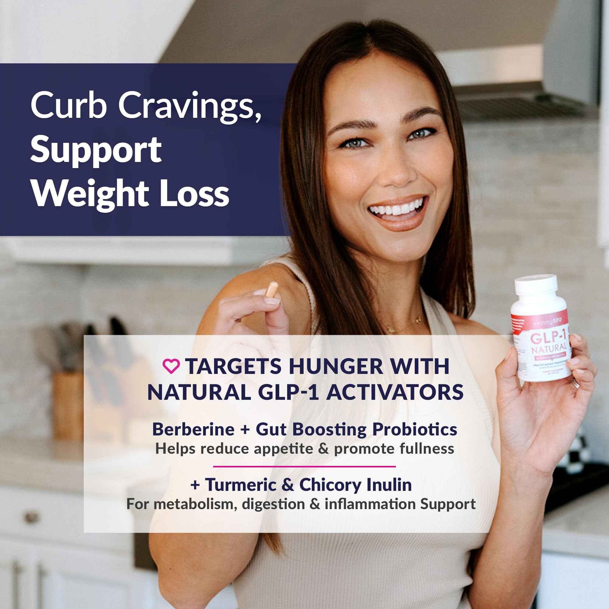 SkinnyFit - GLP-1 Natural Probiotic Supplement (30 Servings) - Weight & Fitness Goals - Cravings, Appetite & Digestion - Berberine & Probiotics - Non GMO, Gluten Free & Dairy Free - Beauty & Body Care