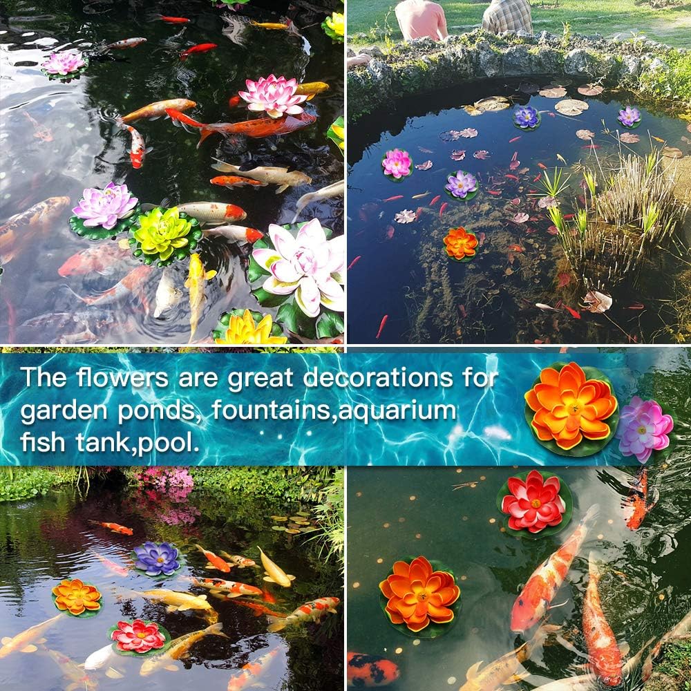 PEAK-EU 5 Pcs Artificial Foam Lotus Artificial Pond Floating Plants Waterproof Lotus Flower for Garden Pond Fountain Aquariums Decoration - Image 4