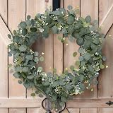 LOMOHOO 2 Pack Artificial Eucalyptus Garland 5.9 Ft White Flower Table Runner view 4