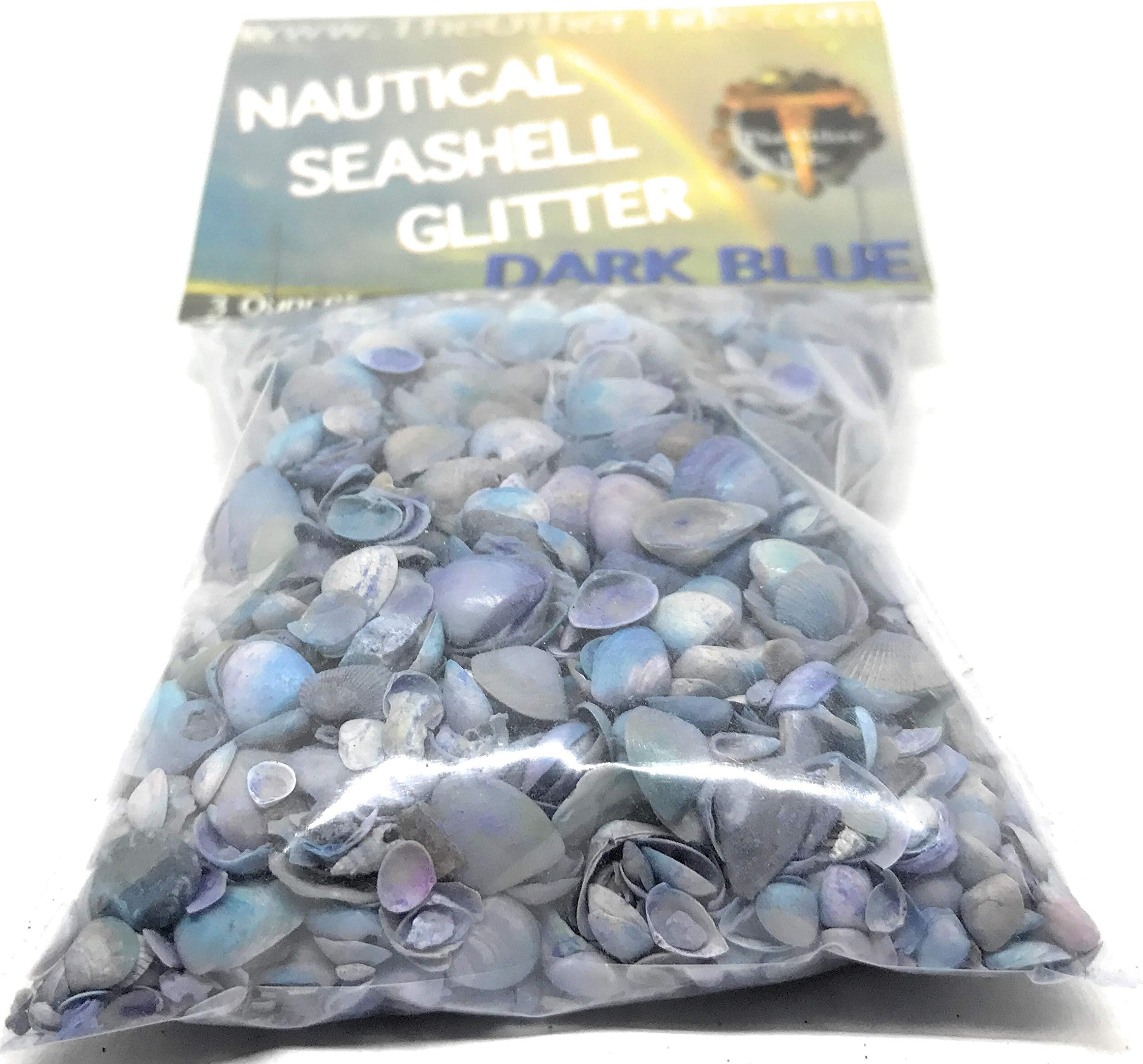 Colored Natural Miniature Seashells - Glitter, Vase Filler, Sequins, Craft Shells, Nautical Decoration, Natural Arts (Dark Blue)