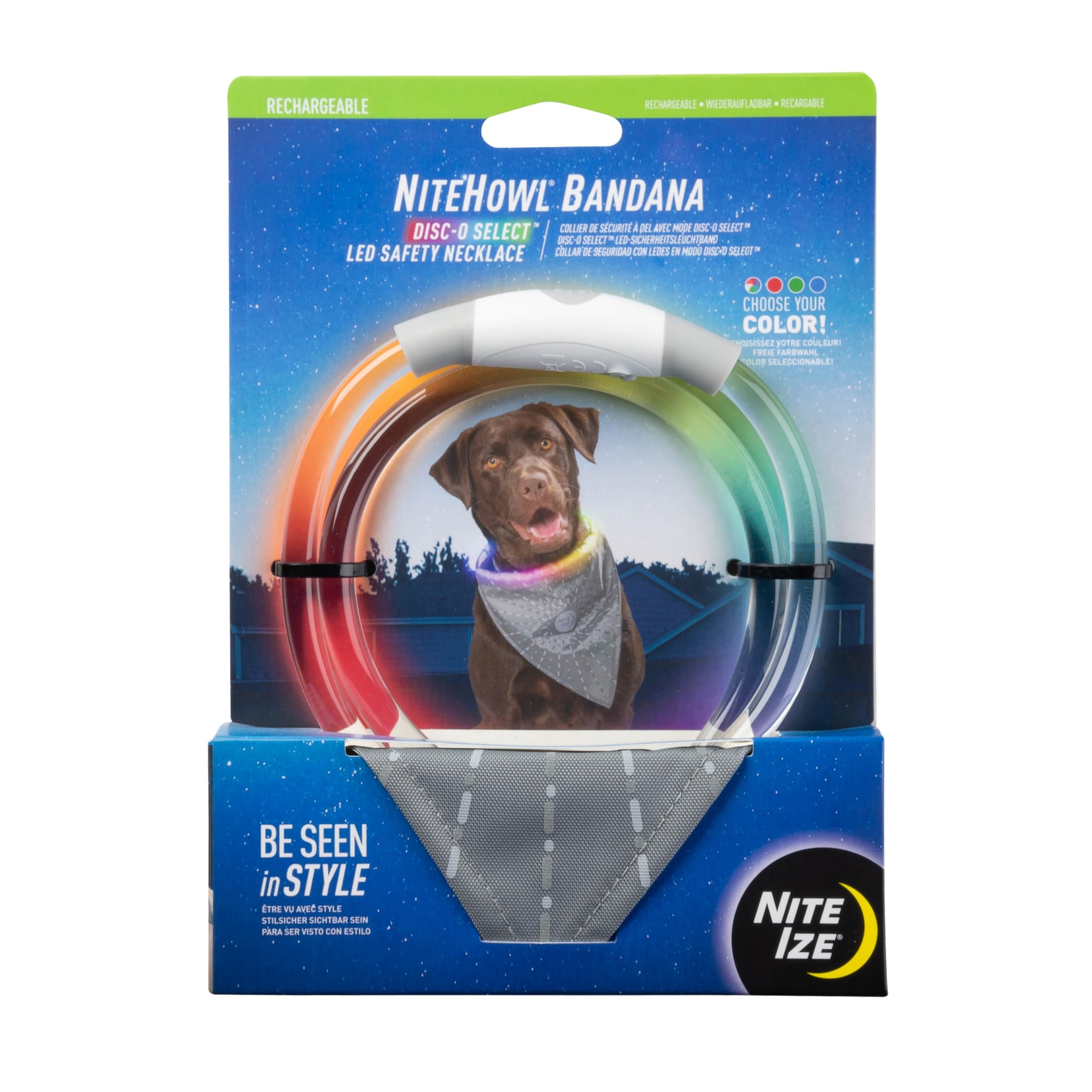 Nite Ize NiteHowl® Bandana Rechargeable LED Safety Necklace - Grey