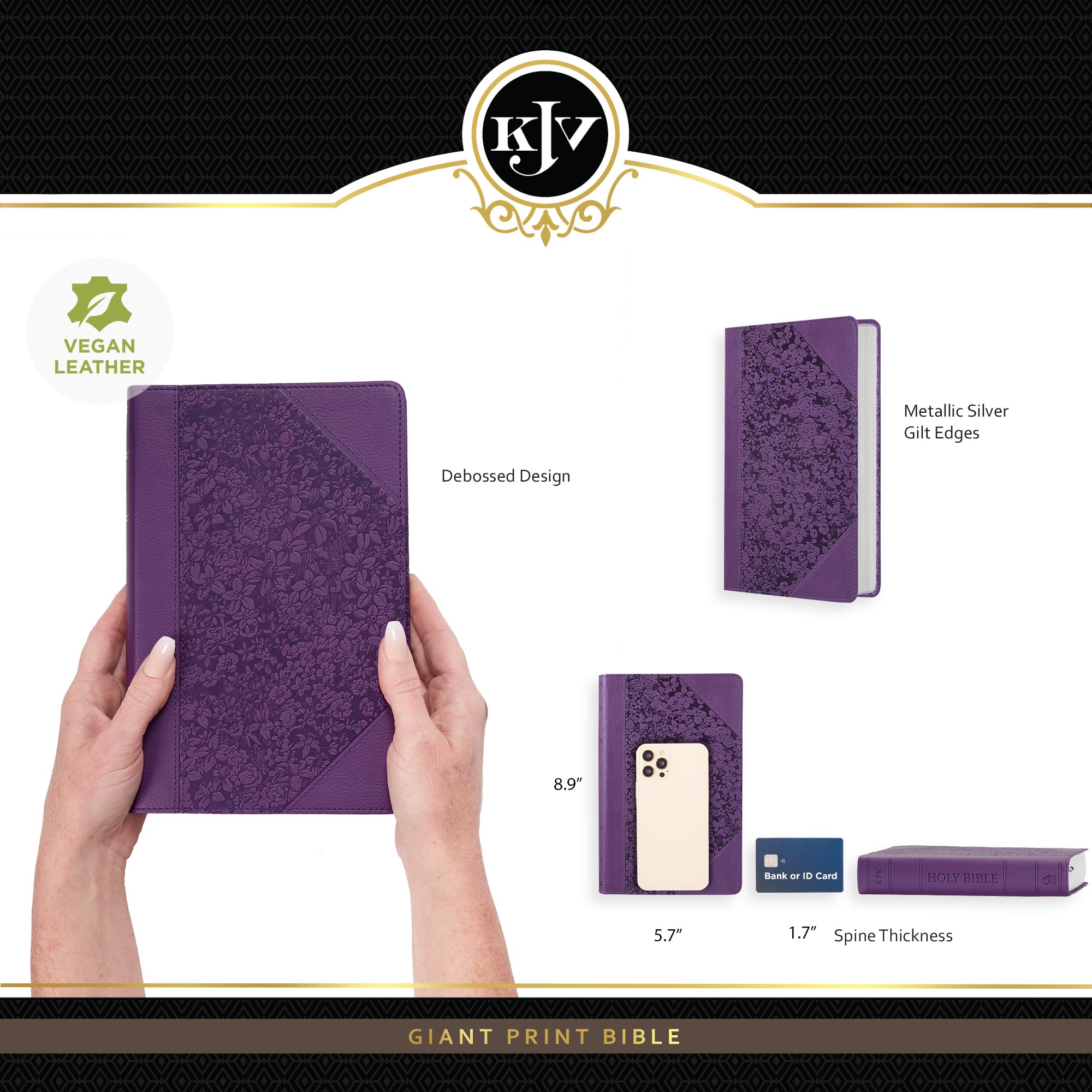 KJV Holy Bible, Giant Print Standard Size Faux Leather Red Letter Edition - Ribbon Marker, King James Version, Purple Two-tone (KJV Standard GP Editions) KJV Holy Bible, Giant Print Standard Size Faux Leather Red Letter Edition - Ribbon Marker, King James Version, Purple Two-tone (KJV Standard GP Editions) Imitation Leather