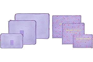 VAYEEBO 6 sets travel Organizers Packing Cubes Luggage Organizers Compression Pouches (Cherry purple)