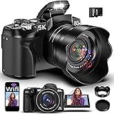 5K Digital Camera - 80MP WiFi Cameras for Photography - UHD Fast Autofocus Vlogging Camera for YouTube with 3" 270° Flip Screen - Travel Video Camara for Beginner with 18X Zoom, 32GB Card, Lens Hood
