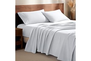 Bare Home Flannel Sheet Set 100% Cotton, Velvety Soft Heavyweight - Double Brushed Flannel - Deep Pocket (Queen, White)
