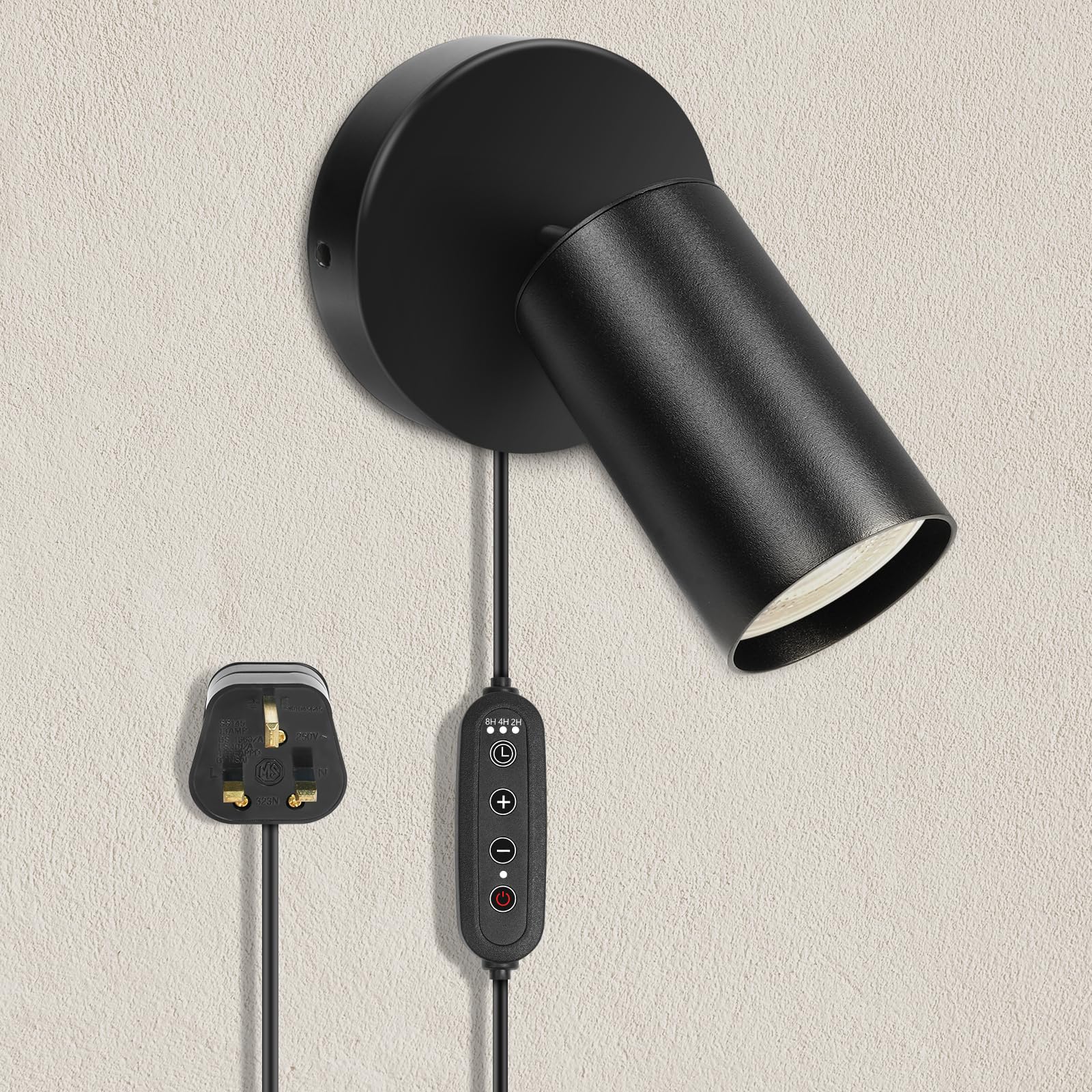 HOTUT Modern Plug-in LED Sconce with Switch, GU10 (Not Included), 350° Rotatable, Bedside/Wall Light for Bedroom, Living Room, Kitchen